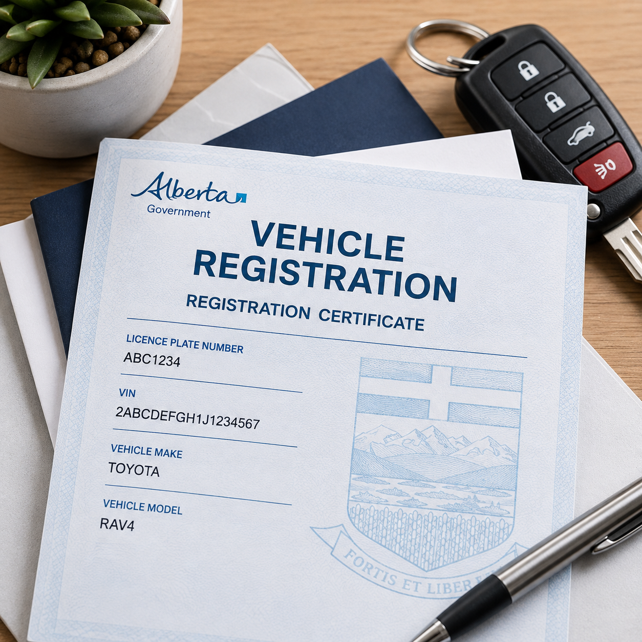 Alberta duplicate vehicle registration certificate