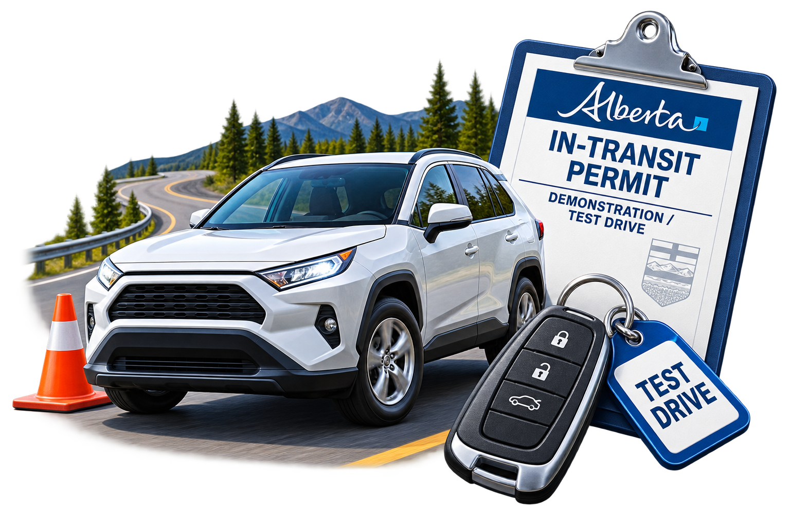 Alberta in-transit permit for demonstration or test drive