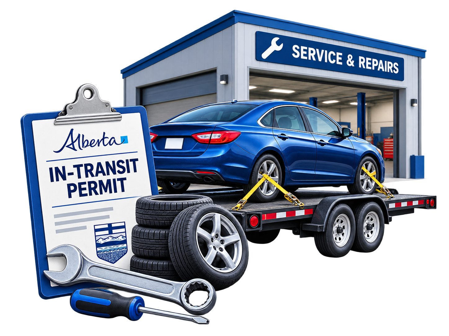 Alberta in-transit permit for vehicle repairs and service