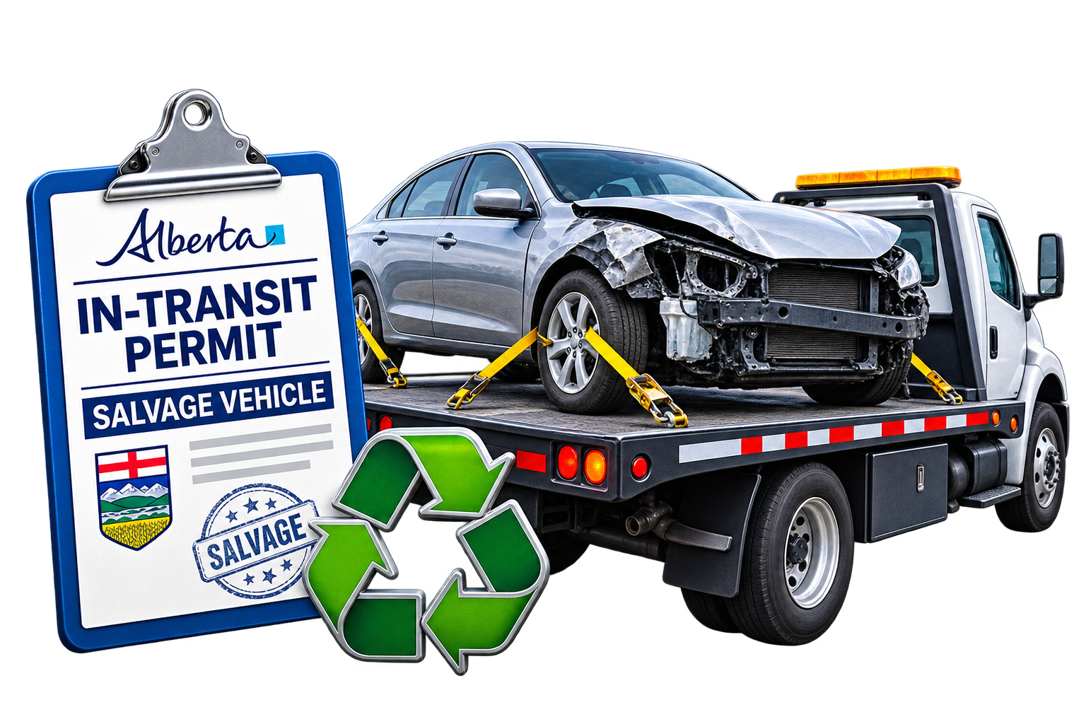 Alberta in-transit permit for transporting a salvage vehicle